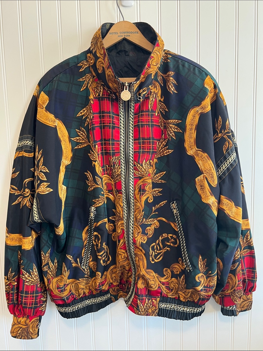 Women’s Black & Red Baroque Plaid Utility Jacket